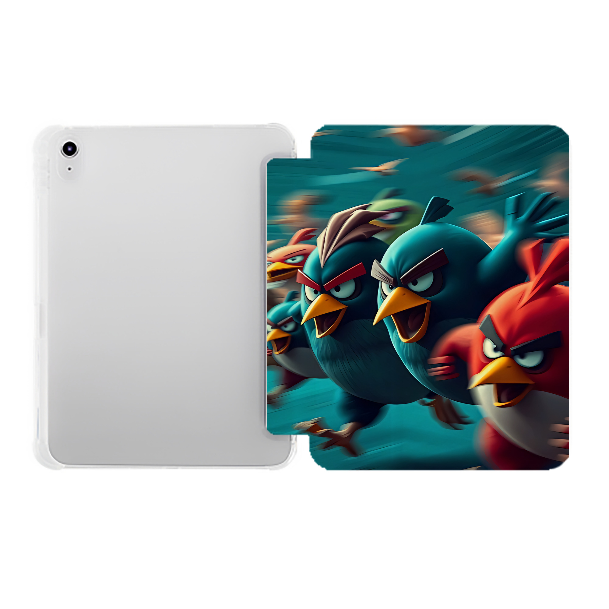 （画像用） Angry Birds アングリーバード IPad ケース ペン収納付き 三つ折りスタンド PUレザー×シリコン 対応機種9.5/10.5/10.9インチ
